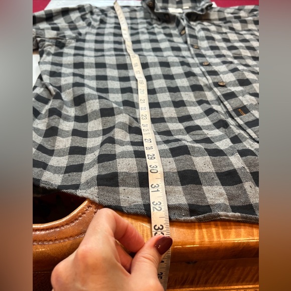 ROWM Black Gray buffalo plaid Checkered button Shirt Long Sleeve men 2XL Cotton - Picture 10 of 14